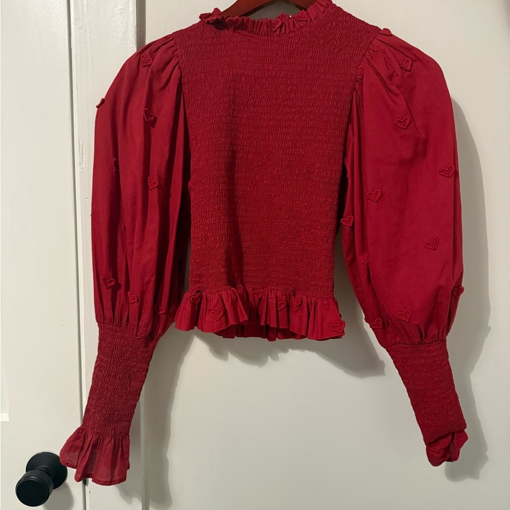 Farm Rio heart blouse Burgundy